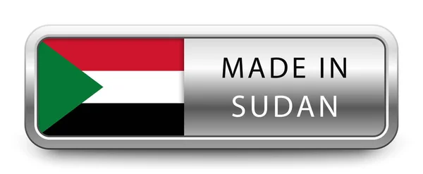 Made Sudan Stemma Metallico Con Bandiera Nazionale Isolata Fondo Bianco — Vettoriale Stock