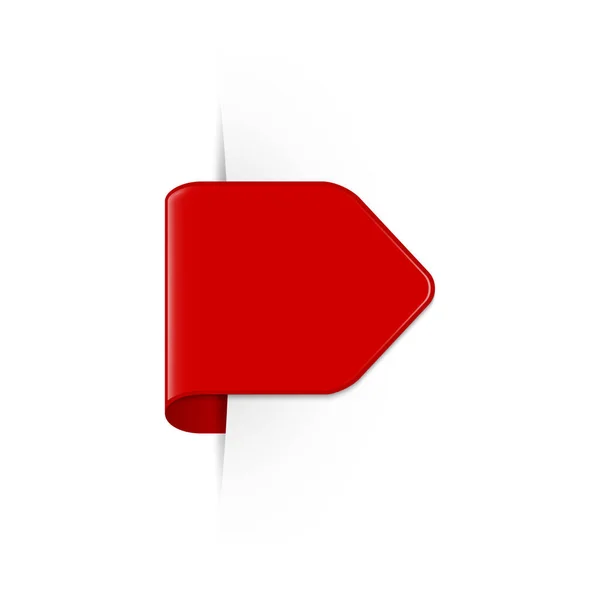 Коротка Вигнута Червона Закладка Стрілка Тіні Копіювати Простір Ізольовано Білому — стоковий вектор