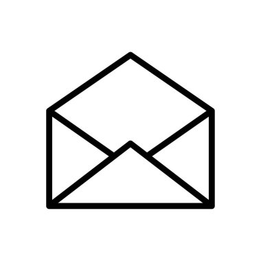 Açılan zarf ana hatları pictogram, beyaz arkaplanda izole edilmiş düzenlenebilir bir felçli çizgi simgesi. Vektör illüstrasyonu.