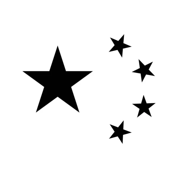 Pięć Czarnych Gwiazd Flagi Chińskiej Republiki Ludowej Piktogram Ikona Odizolowana — Wektor stockowy