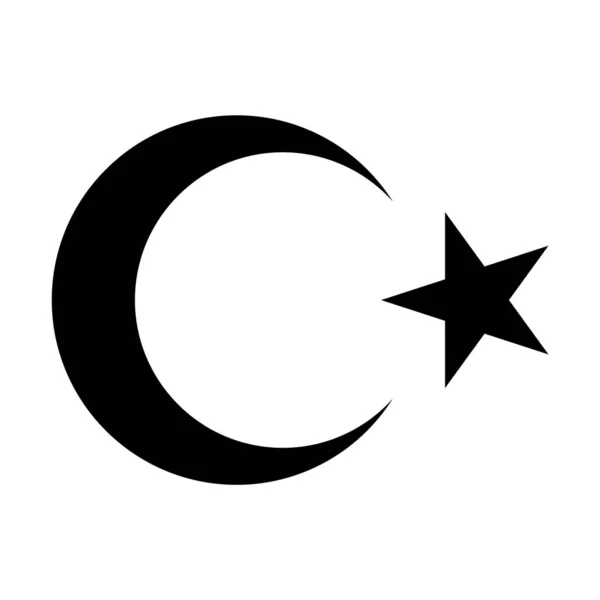 Estrella Negra Símbolo Creciente Emblema Nacional República Turquía Pictograma Icono — Vector de stock