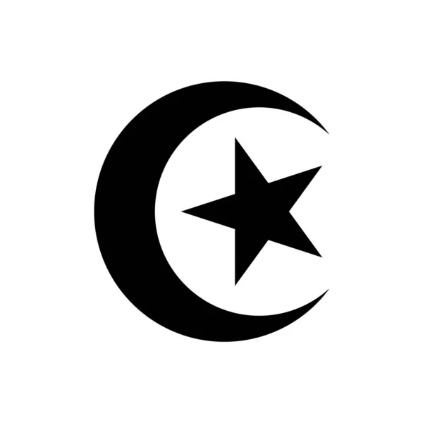 新月形符号中的黑星 突尼斯的国徽 没有圆形 象形文字 白色背景上孤立的图标 矢量说明 — 图库矢量图片