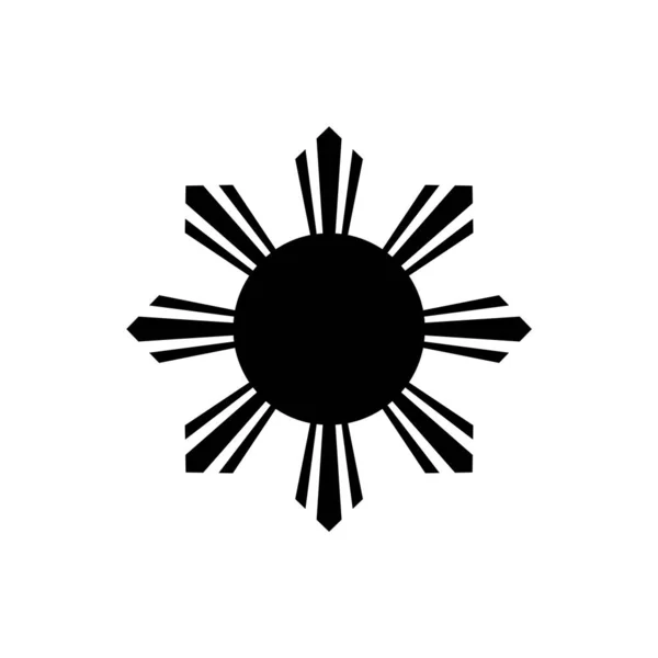 Sol Negro Ocho Rayos Bandera República Filipinas Pictograma Icono Aislado — Vector de stock