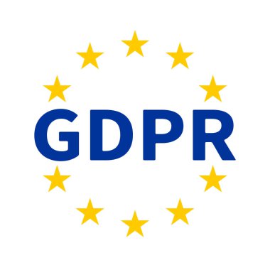 AB yıldızlarının çelengiyle GDPR / Genel Veri Koruma Yönetmeliği. Vektör illüstrasyonu.