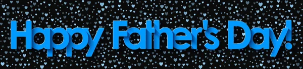 Happy Father Day Blue Lettering Black Background Hearts Vector Illustration — Stock Vector