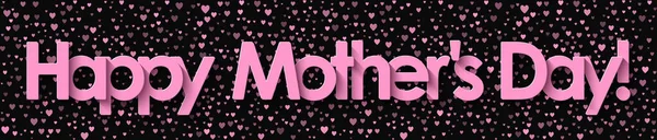 Днем Матери Розовые Буквы Черном Фоне Сердечками Векторная Иллюстрация — стоковый вектор