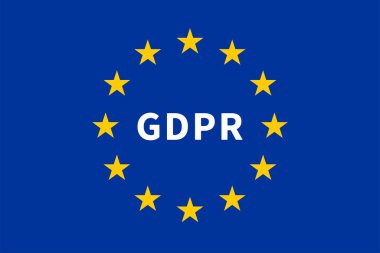 GDPR / Genel Veri Koruma Yönetmeliği ile Avrupa Birliği bayrağı. Vektör illüstrasyonu.