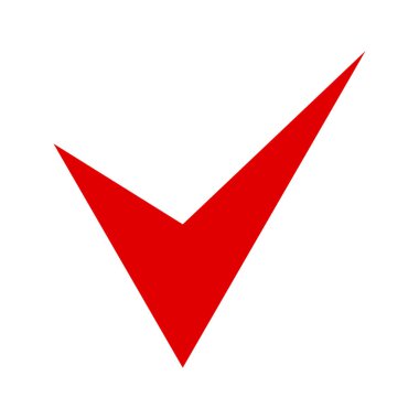 Kırmızı işaret simgesi, beyaz arkaplanda izole edilmiş kene sembolü. Vektör illüstrasyonu.