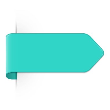 Long curved turquoise bookmark arrow with shadow and copy space isolated on a white background. Vector illustration. clipart