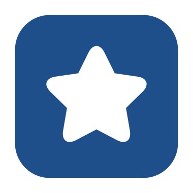 Mavi yuvarlak kare yıldız simgesi, beyaz arkaplanda izole edilmiş düğme. Vektör illüstrasyonu.