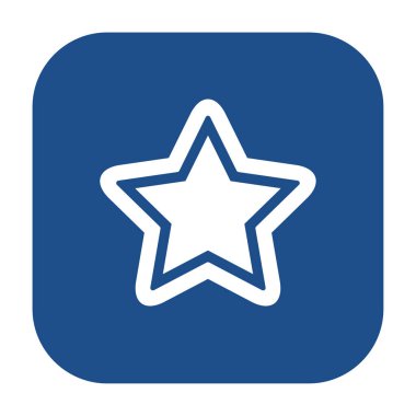 Taslak simgesi olan mavi yuvarlak kare yıldız, beyaz arkaplanda izole edilmiş düğme. Vektör illüstrasyonu.