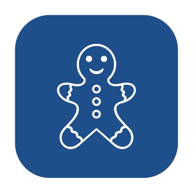 Mavi yuvarlak kare zencefilli adam ana hatlı ikon, beyaz arkaplanda izole edilmiş düğme. Vektör illüstrasyonu.