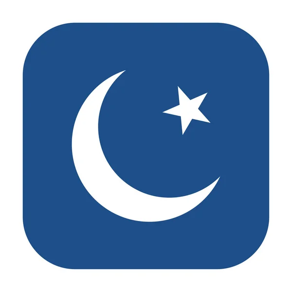 Блакитна Округлена Національна Емблема Ікони Ісламської Республіки Пакистан Ізольована Білому — стоковий вектор