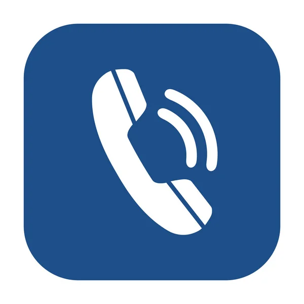 Ícone Telefone Quadrado Arredondado Azul Conferência Botão Isolado Fundo Branco —  Vetores de Stock