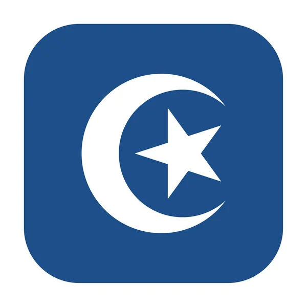 Emblema Nacional Cuadrado Redondeado Azul Del Icono Túnez Botón Aislado — Vector de stock