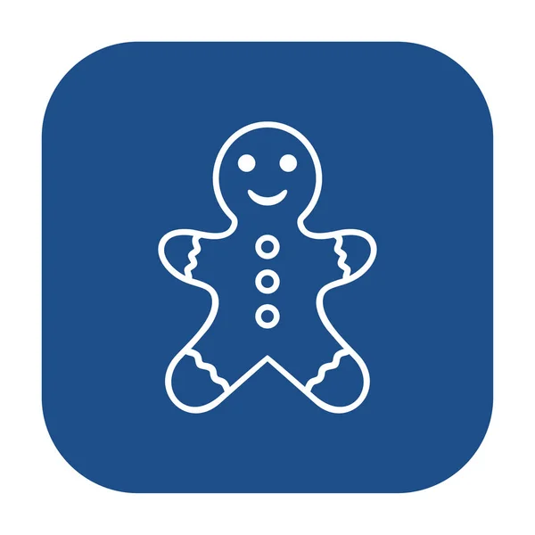 Blue Rounded Persegi Gingerbread Man Outline Ikon Tombol Terisolasi Pada - Stok Vektor