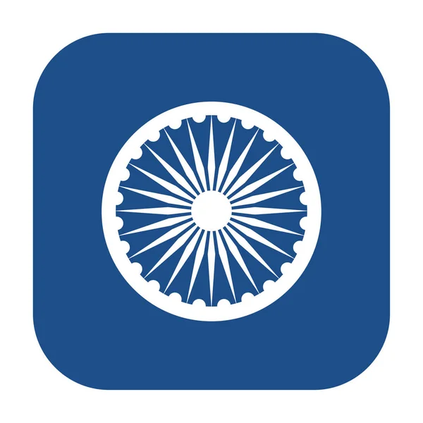Синий Округлый Квадрат Ашока Чакра Символ Национального Флага Республики Индия — стоковый вектор
