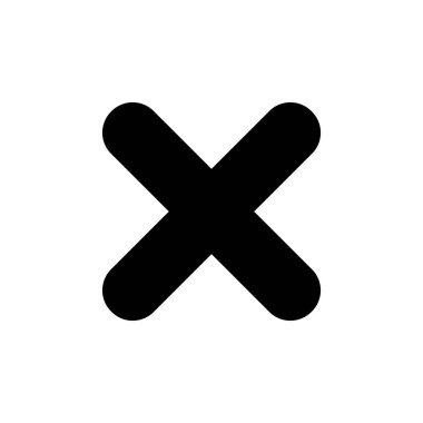 Siyah yuvarlak X işareti simgesi, beyaz arkaplanda izole edilmiş çapraz sembol. Vektör illüstrasyonu.