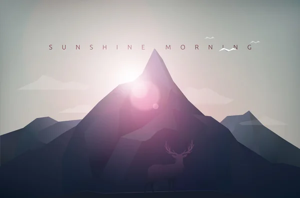 Mountain sunshine morning — Stock Vector