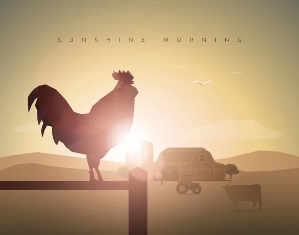 Buenos días gallo — Vector de stock