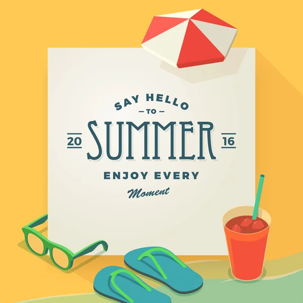 Säg hej till sommaren mall — Stock vektor