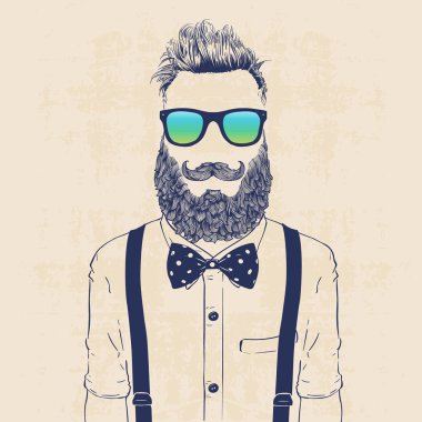 Beyefendi hipster moda illüstrasyon
