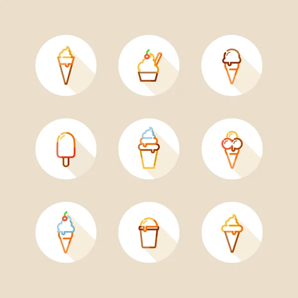 Ice cream kruh ikony — Stockový vektor