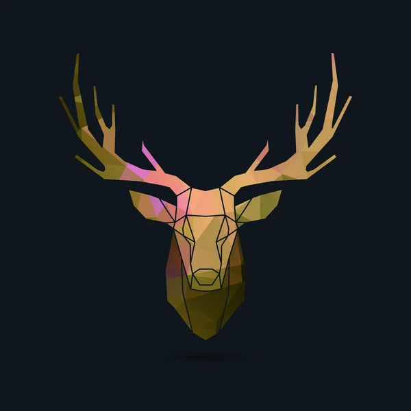 Deer portrait invert frame color poly — Stock Vector