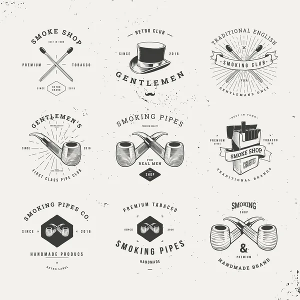 Fumare pipe logo set — Vettoriale Stock