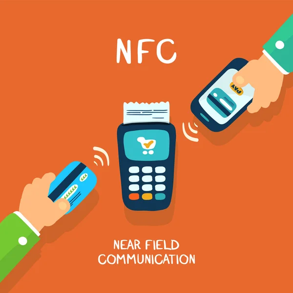 Nfc pago, doodle ilustración — Vector de stock