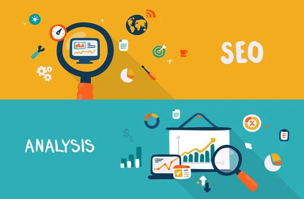 Seo e análise —  Vetores de Stock