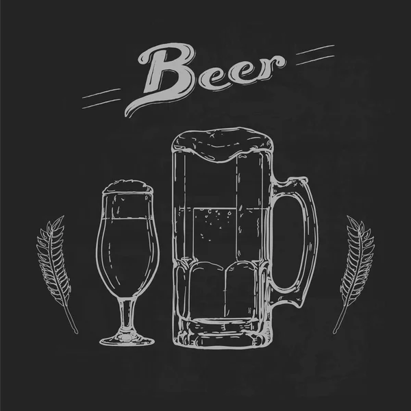 Bier op blackboard — Stockvector
