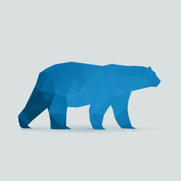 北极熊多边形蓝色剪影 — 图库矢量图片