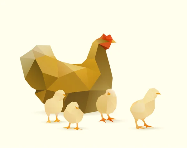 Huhn mit Küken — Stockvektor