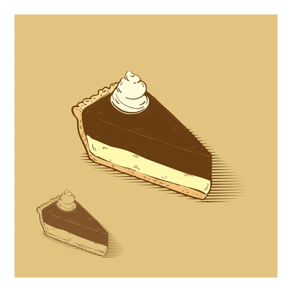 Sajttorta, csokoládé és a krém tetején — Stock Vector