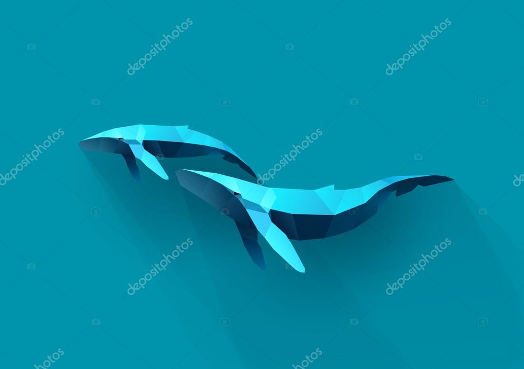 Whale family, polygon illustration