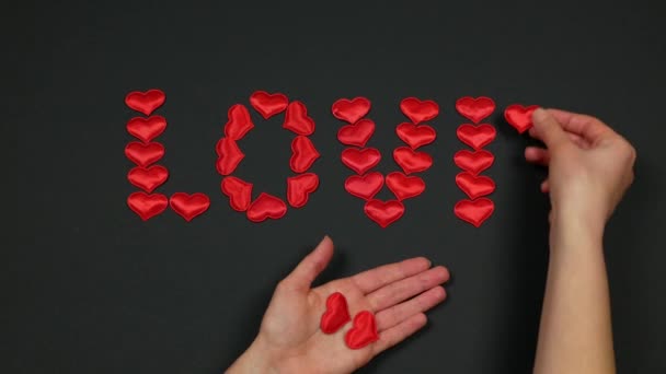 Composer Mot Amour Des Petits Cœurs Rouges Célébration Saint Valentin — Video