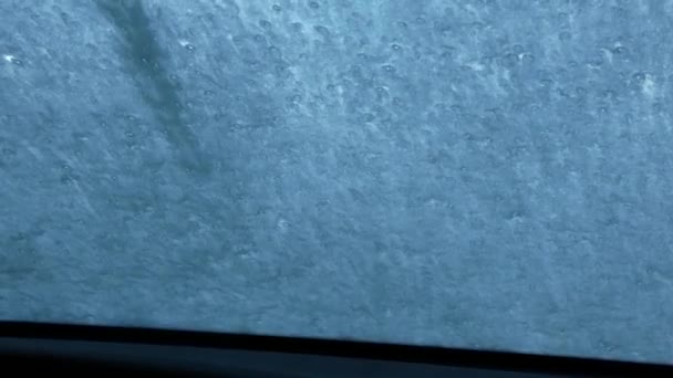 Foam Flowing Car Window Person Flushing Pressurized Stream Water Washing — Stock Video