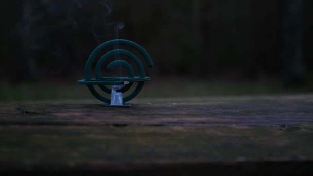 Mosquito Coil Continuous Smoldering Dusk Mosquito Repelling Incense Made Spiral — Stock Video