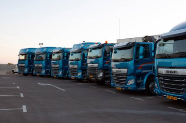 Vilanova i la Geltru, Spain - 28 September 2017: DAF XF and CF trucks in a row