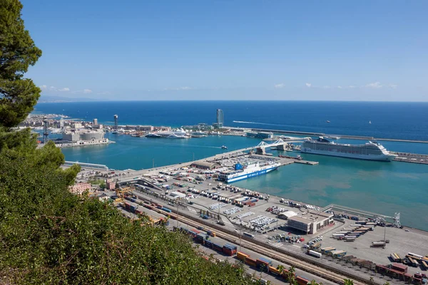 Barcelona España Septiembre 2017 Vista Del Puerto Barcelona Desde Colina — Foto de Stock