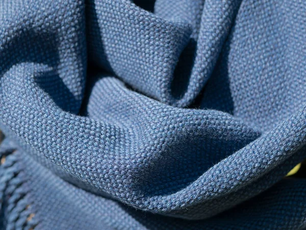 Texture Tissu Bleu Fait Maison Structure Fibre Tissu Surface Châle Image En Vente