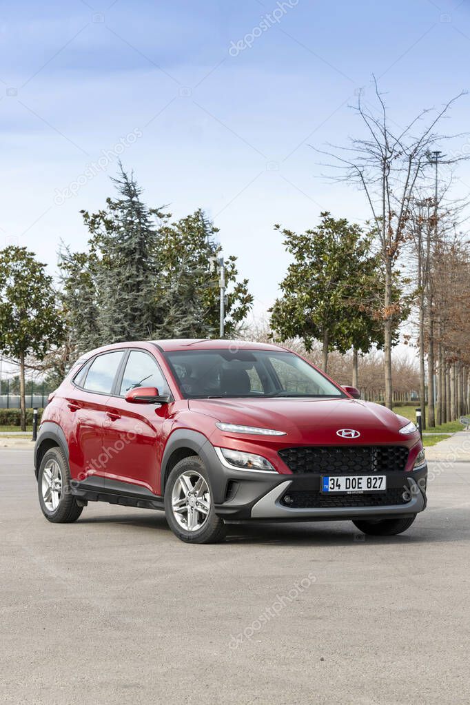 Hyundai Kona is a subcompact five door crossover SUV designed by the South Korean manufacturer Hyundai.