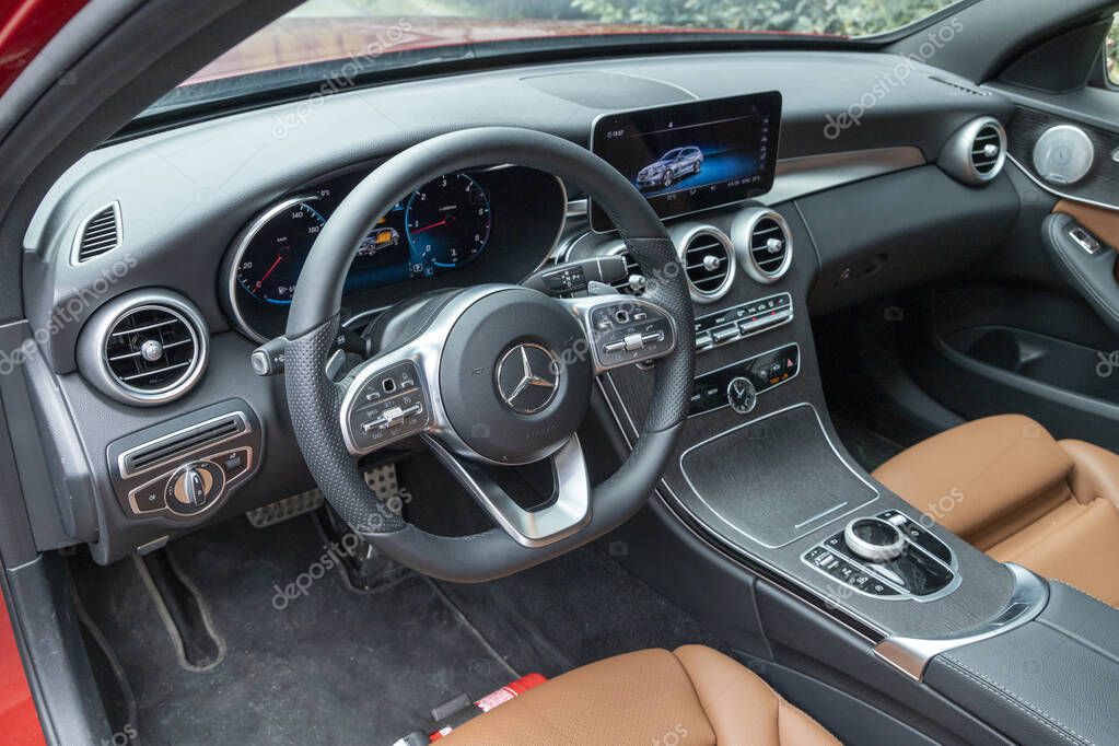 Mercedes-Benz C-Class is a line of compact executive cars produced by Daimler AG. This is the C200d Estate model. It has luxury interior design.
