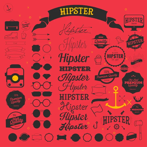 Hipster stilikon och etiketter Stockfoto