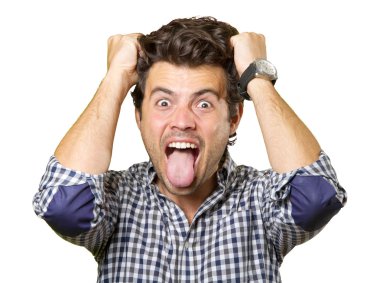 Genç adam izole yorgun