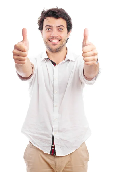 Knappe succesvolle man doet een positief gebaar — Stockfoto