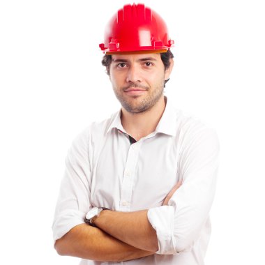 Genç mimar beyaz üzerine izole edilmiş