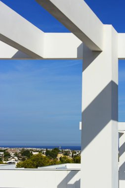 Concrete pergola view of a house