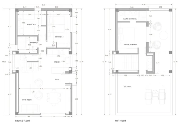 Plano de la casa. Antecedentes de arquitectura . — Foto de Stock